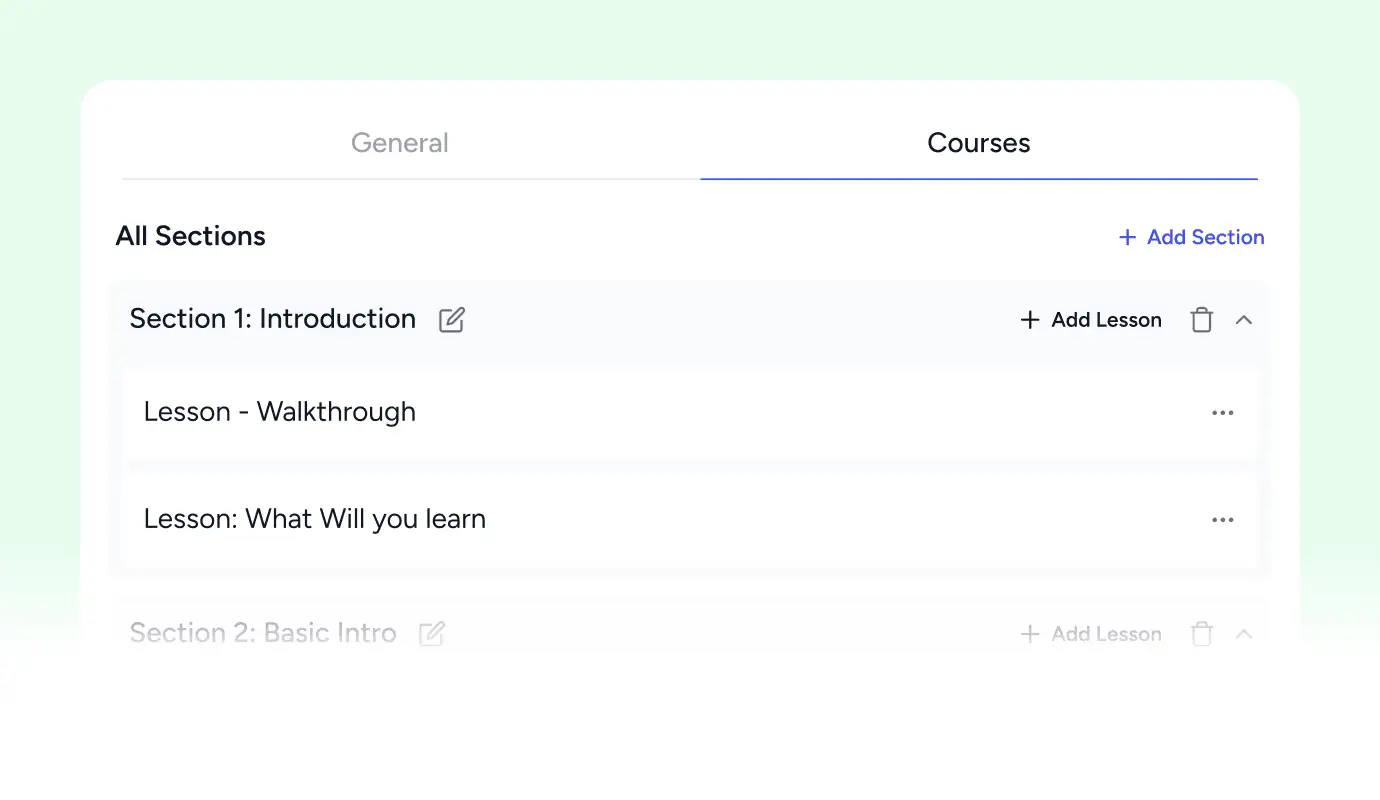 Homepage course builder