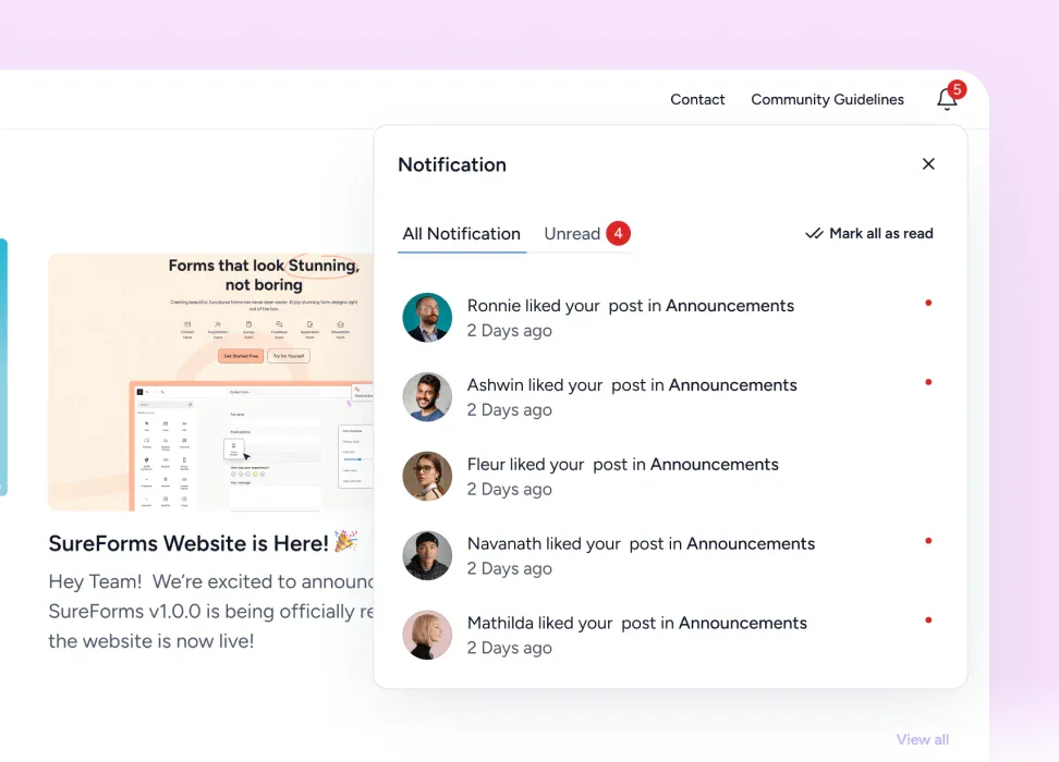 Homepage notifications